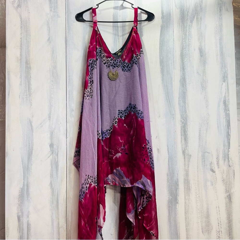 Ana & Rose Sheer Floral Animal Print Sleeveless Gold Necklace Beach Coverup OS - Picture 5 of 7
